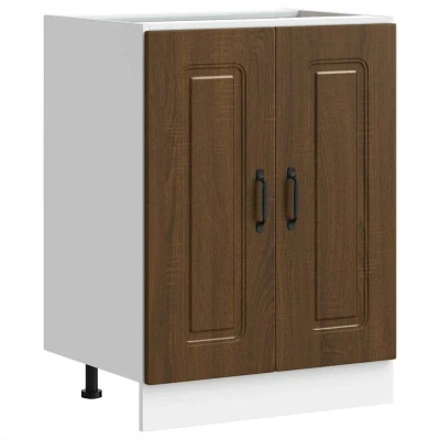 Image of vidaXL Kalmar Sink Base Cabinet 60x46x81.5 cm Brown Oak Engineered Wood Ample Storage and Adjustable Feet