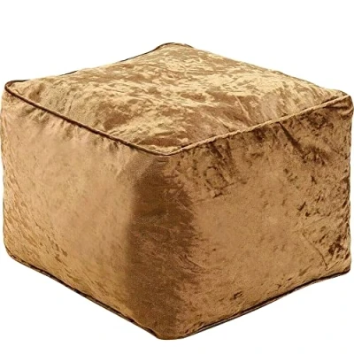 Image of iStyle Mode Crush Velvet Square Shape Bean Bags Indoor Seating Footstools Foot Rest Stool Pouffe Ottoman 40 x 30cm Brown