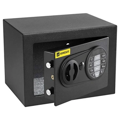 Image of Homesafe HV17E Electronic Safe, Security Safe Box 17x23x17cm (HxWxD) for Home, Office, Hotel Business, Cash Money, Document, Jewelry, Storage 5.7L, Carbon Satin Black