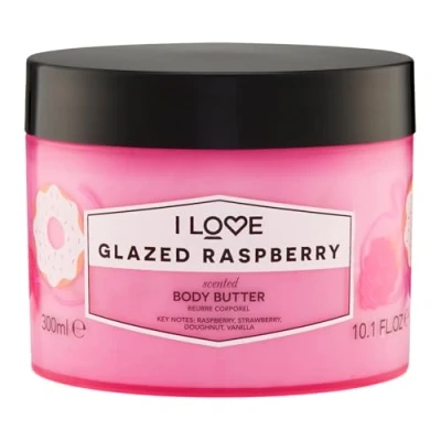 Image of I Love Glazed Raspberry Scented Body Butter, Packed With Shea Butter &amp; Coconut Oil to Regenerate Nourish the Skin, 85% Naturally Derived Ingredients, VeganFriendly 330ml