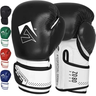 Image of AQF Boxing Gloves for Training &amp; MMA Muay Thai Punch bag Sparring Kickboxing Fighting punching with Extra Layers of Padding (Black, 16oz)