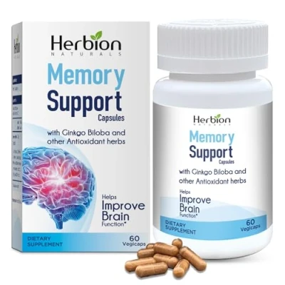 Image of Herbion Naturals Memory Support Capsules, Help Improve Brain Function, Soothe Stress and Mood, for Adults, 60 Vegicaps