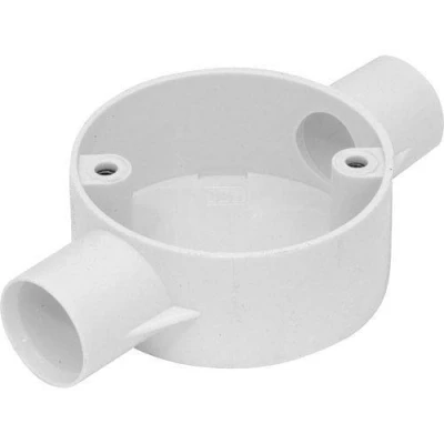Image of PVC Conduit Circular Boxes Two Way Through 20mm / 25mm White (25mm)