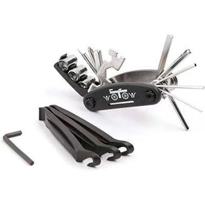 Image of WOTOW 16 in 1 Multi Function Bike Bicycle Repair Tool Kit Allen Wrench with Tire Pry Bars Rods