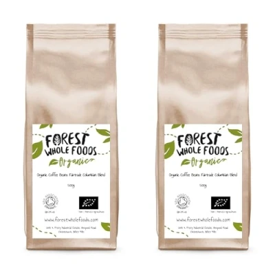 Image of Organic Coffee Beans Fairtrade Columbian Blend Forest Whole Foods (1kg)
