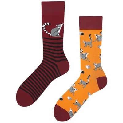 Image of TODO Colours Funny Socks with Motif Multicoloured, Colourful, Crazy for the Joy of Life, Lemur, 35 38