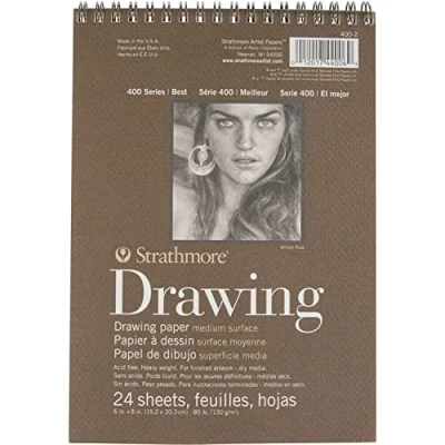 Image of Strathmore 062400200 Drawing Spiral Paper Pad, Multi Colour, Medium, 6 x 8 Inch