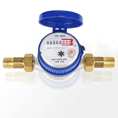 Image of Water Meter, 15mm 1/2 inch Liquid Cold Gauge Flow Meter with Fittings for Garden &amp; Home Usage