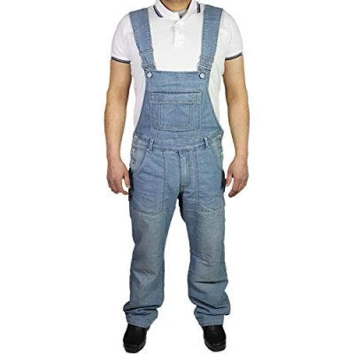 Image of McCarthy Jeans Mens Denim Lightwash Blue Dungarees King Size Overalls