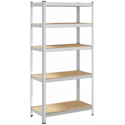Image of vidaXL 5 Layer Heavy duty Shelf Silver Steel&amp;Engineered Wood