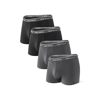 Image of DAVID ARCHY Men&#039;s Boxers Bamboo Trunks Underwear Ultra Soft and Breathable Boxer Shorts Multipack 4 Pack