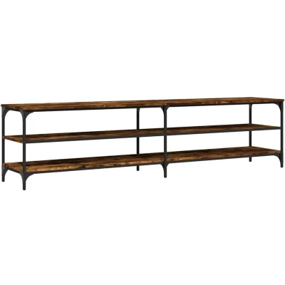 Image of vidaXL TV Cabinet Smoked Oak 200x30x50 cm Engineered Wood and Metal