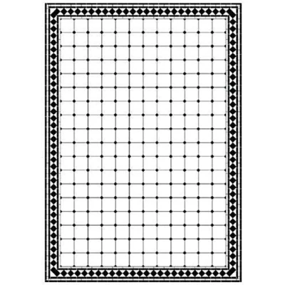 Image of Melody Jane Dolls House Fenice Victorian Mosaic Tile Floor Black &amp; White Gloss Card Sheet