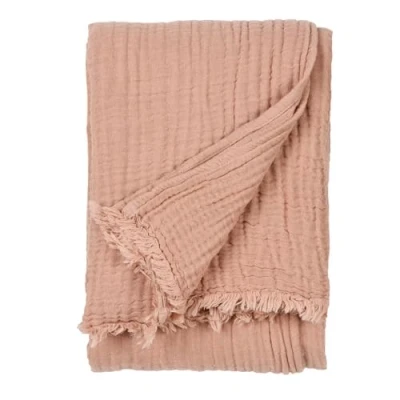 Image of Yard Lark Crinkle Cotton Throw, Pink Clay, 130 x 180cm
