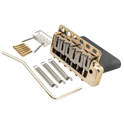 Image of Wilkinson WVP6 SB 54mm 5+1 Hole SUS Stainless Steel Saddles Guitar Tremolo Bridge with Full Solid Block for Import Strat and Japan Strat, Gold