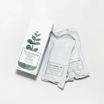 Image of Olverum Bath Salts 2x200g Refill Pack, Luxury Muscle Soothing Soak with Essential Oils, Therapeutic Aromatherapy Salt for Pain and Relaxation
