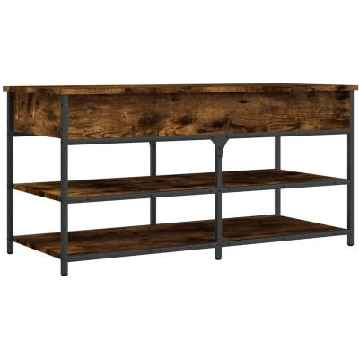 Image of vidaXL Shoe Bench Smoked Oak 100x42.5x50 cm Engineered Wood