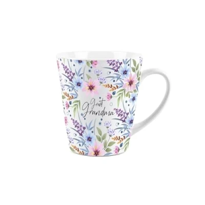 Image of Great Grandma Gift Mug Blue and Purple Floral Design Small Latte Ceramic Tea/Coffee Cup Presents for Her