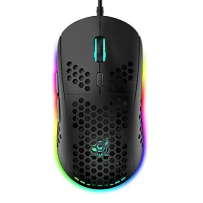 Image of RGB Honeycomb Lightweight Gaming Mouse, 6 Programmable Buttons, Backlight Modes &amp; 6400 DPI Adjustable, USB Wired, Plug Play, Compatible with Windows, Mac, Laptop, PS4, XBox Black