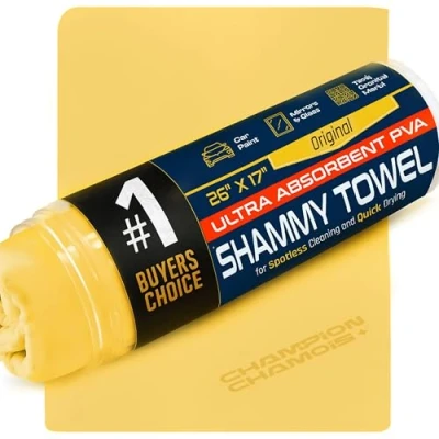 Image of Champion Chamois Premium Synthetic Drying Cloth for Car Ultra Absorbent, Scratch Free, Washable Shammy 26&quot; x 17&quot; (Color: Natural)
