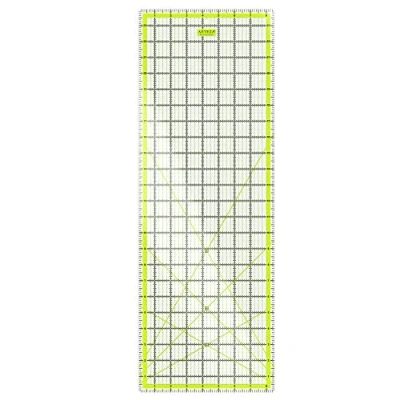Image of Arteza Quilting Ruler, Laser Cut Acrylic Quilters&#039; Ruler with Patented Double Coloured Grid Lines for Easy Precision Cutting, 8.5&quot; Wide x 24&quot; Long Quilting, Sewing &amp; Crafts, Black Lime Green