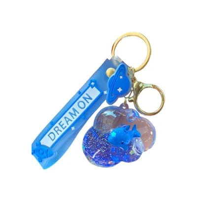 Image of BsaPP Cute Floating Blue Whale Keychain Kawaii Motion Liquid Quicksand Sea Animal Keyring Car Keys Bag Pendant for Women Girl