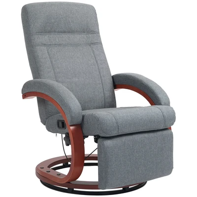 Image of HOMCOM Manual Recliner Swivel Reclining Chair with Footrest Armrests Grey 839 849V70GY