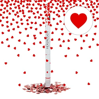 Image of 10x Party Poppers, 80 cm Confetti Cannon Set, for Weddings and Birthdays, Shooter with 6 8 m Shooting Distance, Metallic Red