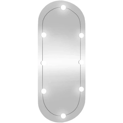 Image of vidaXL Wall Mirror with LED Lights 45x100 cm Glass Oval