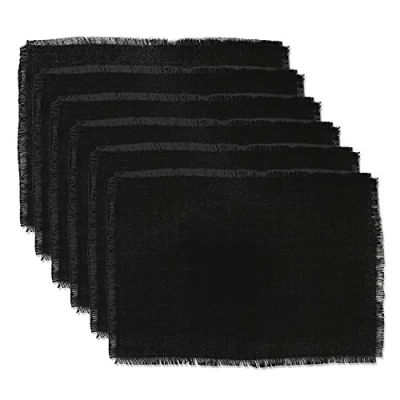 Image of DII Jute Burlap Collection Kitchen Tabletop, Placemat Set, 13x19, Solid Black, 6 Count