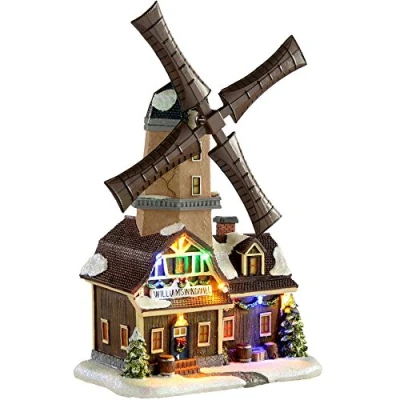 Image of WeRChristmas Animated Musical Rotating Windmill Christmas Decoration, 31 cm Multi Colour