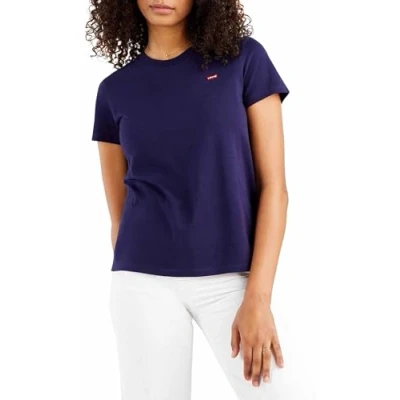 Image of Levi&#039;s Women&#039;s The Perfect Tee Core Chesthit Logo T Shirt, See Captain Blue, XS