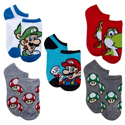 Image of Nintendo New Item Super Mario Bros. Kids 5 pk no show socks