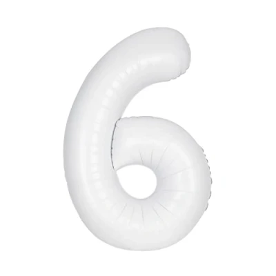 Image of Giant Foil Number 6 Balloon 86 cm Matte White