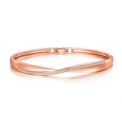 Image of Philip Jones Rose Gold Plated Arc Bangle Created with Zircondia® Crystals (7 Inch)