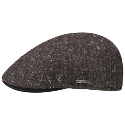 Image of Stetson Texas Donegal Flat Cap Men Winter hat Men&#039;s with Peak, Lining Autumn L (58 59 cm) Dark Brown