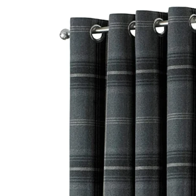 Image of Riva Paoletti Aviemore Eyelet Curtains, Grey, 46 x 54 (117 137 cm), Polyester,