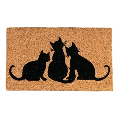 Image of Selections Coir Indoor &amp; Outdoor Doormat with Sitting Cats Design