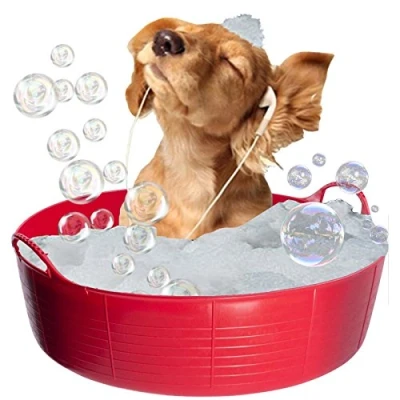 Image of RED Dog Bath, Paddling Pool, Doggy Flexi Shallow 35 Litre TubTrug Pet