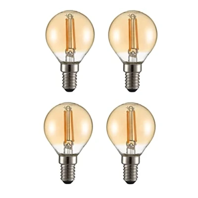 Image of TEKLED® P45 Filament Vintage LED Bulbs E14 Small Edison Screw Energy Saving 2W Light Bulb 22W Equivalent NONDIMMABLE Amber 2400K 220LM 4 Pack Warm White