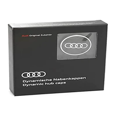 Image of Audi 4M8071006A Dynamic Hub Caps (Pack of 4) Black / Silver 20.6 x 18.2 4.7 cm