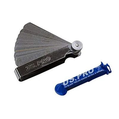 Image of US PRO 32 Blade Leaf Dual Marked Metric and Imperial Feeler Gauge 5867, Blue