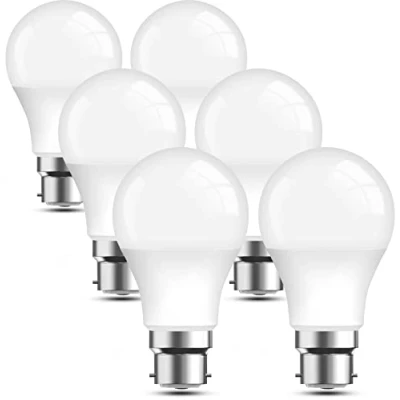 Image of LEDYA Bayonet Light Bulbs 60W Equivalent, 9W 806LM B22 LED Bulb Warm White 2700K, BC A60 GLS Energy Saving Lightbulbs, Non dimmable, Pack of 6