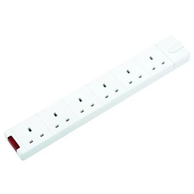 Image of Masterplug SXG MP Permaplug Range Six Socket Trailing with Power Indicator, without Plug and Cable, 13 Amp, White
