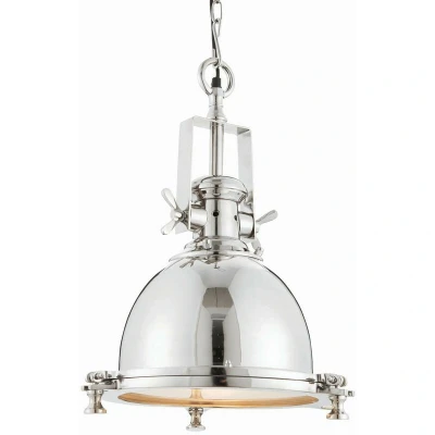 Image of Fenton Dome Pendant Bright Nickel Plate &amp; Sandblasted Glass 1 Light Dimmable IP20 E27