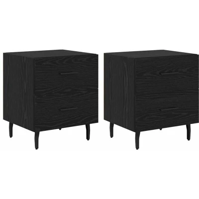 Image of vidaXL Bedside Cabinet with Drawer 2 pcs Black oak 40 x 35 47.5 cm