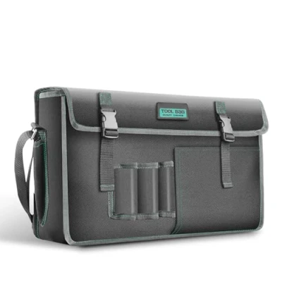 Image of Canvas Tool Bag with Shoulder Strap Large Capacity and Organized Storage Carry Case for Hand/Power Tools