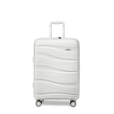 Image of Kono Medium Luggage Suitcase with 4 Wheels 24 Lightweight Polypropylene Hard Shell TSA Lock (White)