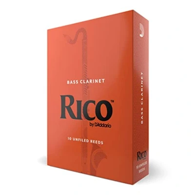 Image of D’Addario Woodwinds Rico Bass Clarinet Reeds for Clarinets Crafted Beginners, Students, Educators Strength 2.5, Pack of 10