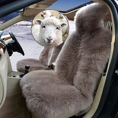 Image of Altlue Real Genuine Sheepskin Car Seat Covers For Cars SUV Trucks Van Motorhome Front Seats Fluffy Authentic Universal (1 Piece)
